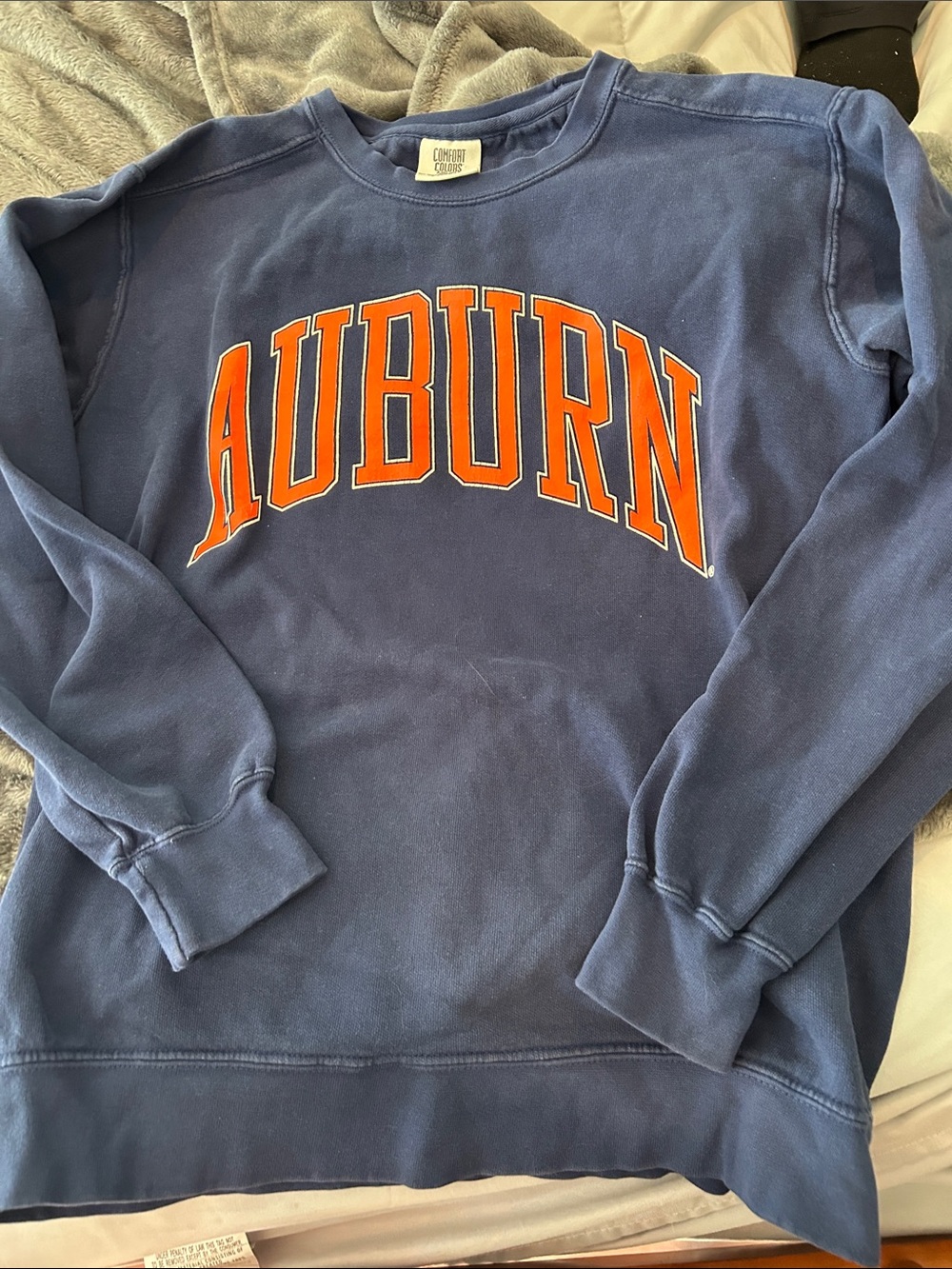 Auburn Navy Crewneck Sweatshirt with Orange Arch Logo